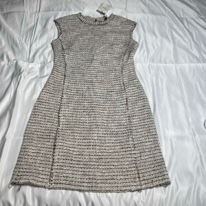 Women's Theory Coral Multi Preston Tweed Cap Shift Dress 6